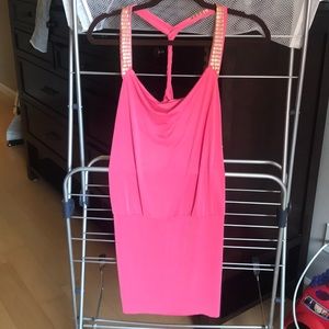 Pink dress with gold details, never worn
